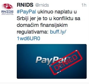 Paypal ne radi u Srbiji