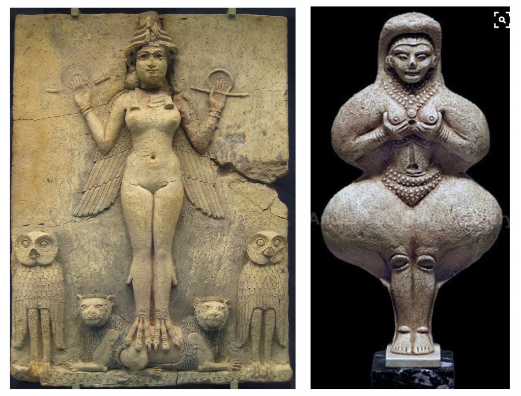 Old Babylonian period Queen of Night relief, often considered to represent an aspect of Ishtar.